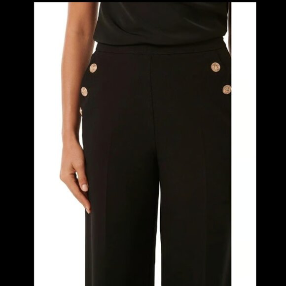 CHICOS BUTTON FLARE JULIET PULL ON SAILOR BLACK KNIT PONTE PANTS NEW 3/ 16 r - Picture 4 of 9